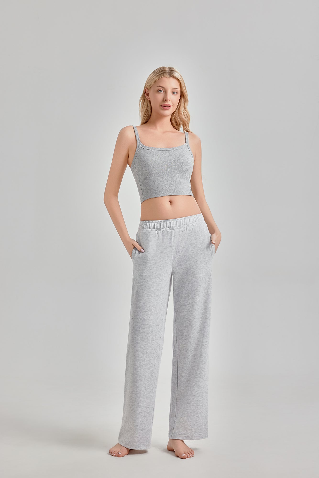 DOVE DREAM CROP TOP WITH BUILT-IN BRA - GREY